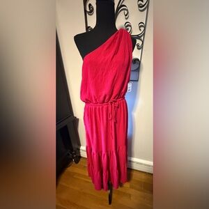 Max Studio Vibrant Pink One-Shoulder Dress